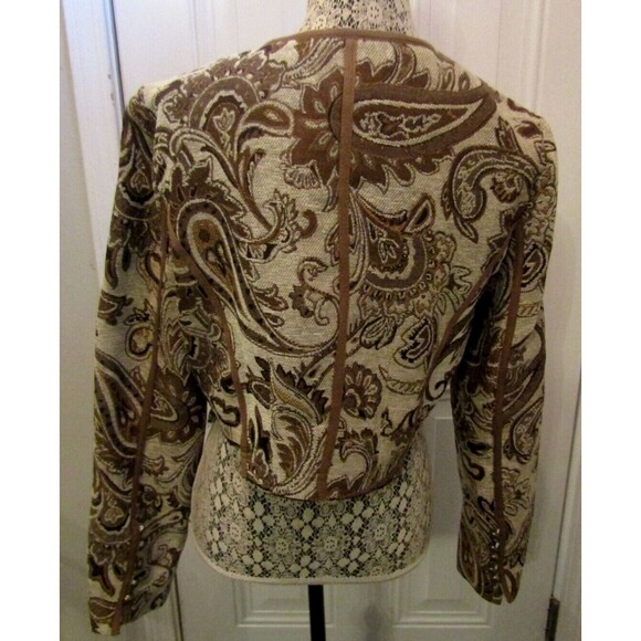 Adore Baroque Inspired Khaki Paisley Cropped Jacket Raw Hem Retails NWT $150 S - Picture 6 of 11